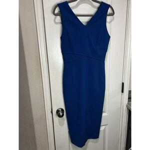Classiques Entier Sz 2 Sheath Dress Royal Blue Sleeveless Cocktail Buisnesd